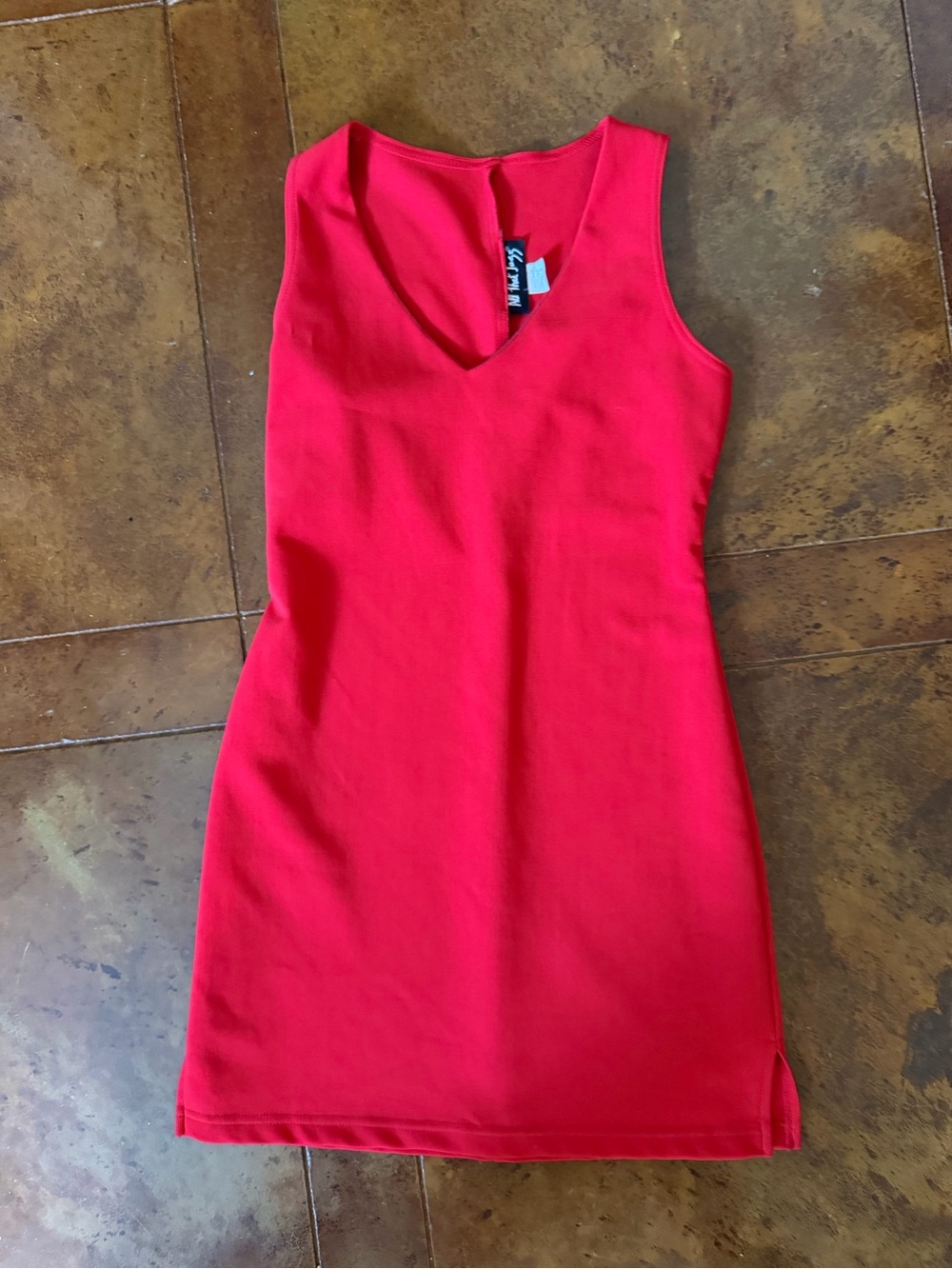 All That Jazz Red Sleeveless V-Neck Mini Dress